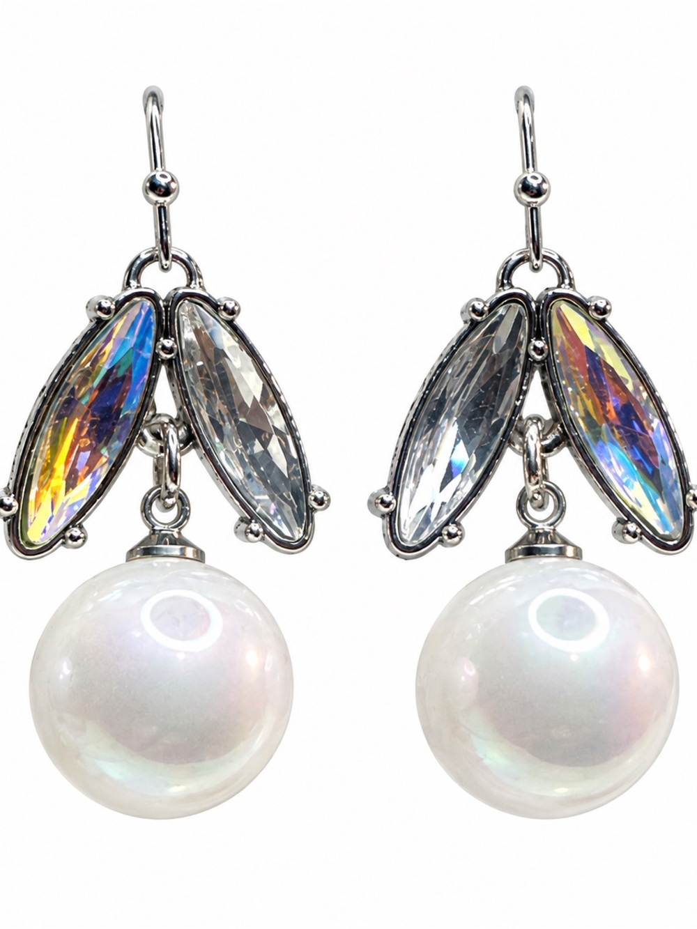 Repurposed Crystal & Pearl Statement Drop Earrings